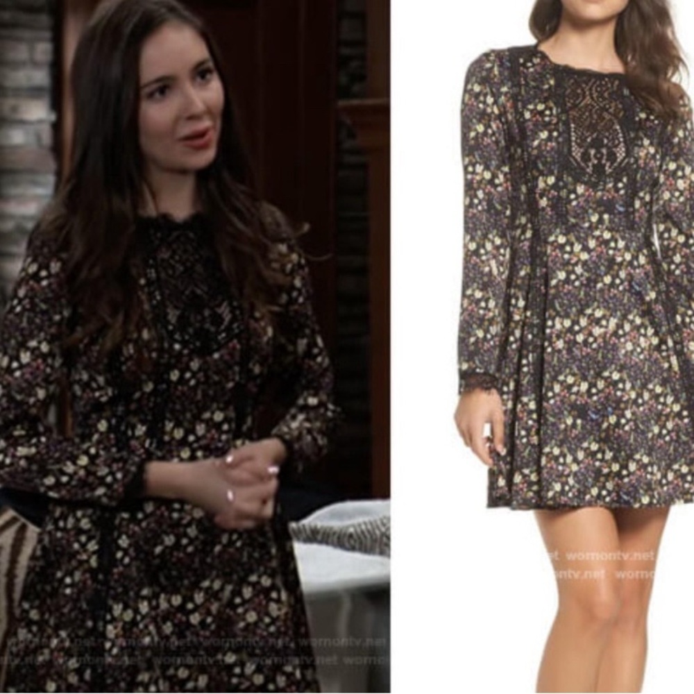 French Connection Hallie Drape Black Floral Dress Size 4